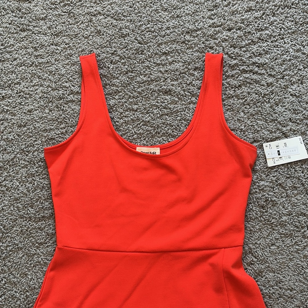 Open Edit Dress Women Orange Bodycon Tank Slit Jersey - Picture 5 of 14